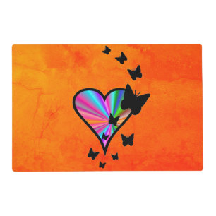 Rainbow Heart and Butterfly , Pet Mat
