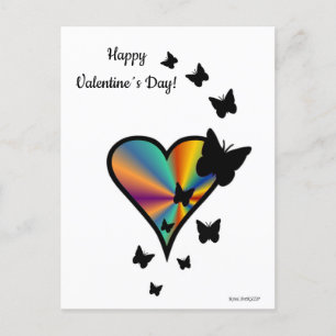Rainbow Heart and Butterfly Postcard