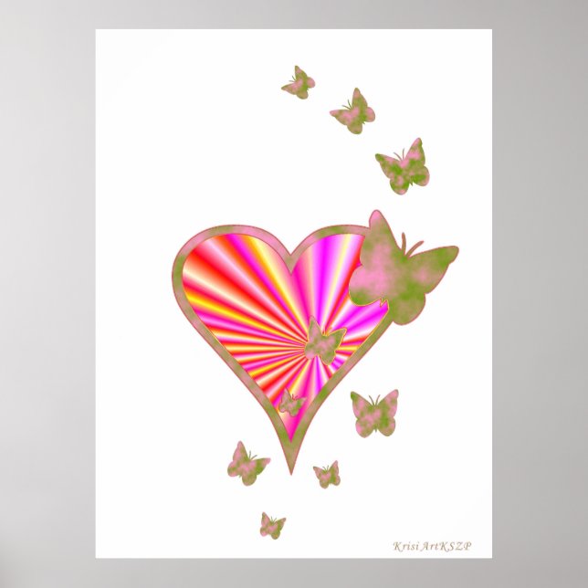 Rainbow heart and Butterfly Poster (Front)