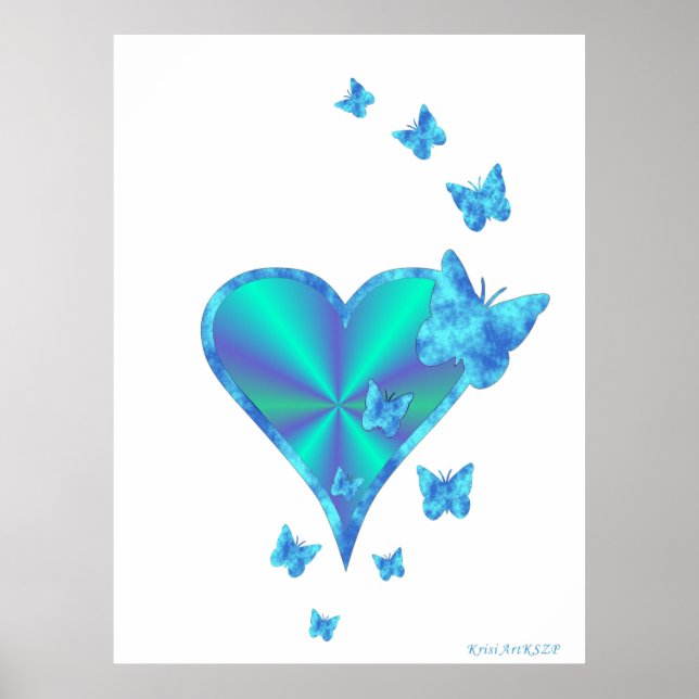 Rainbow heart and Butterfly Poster (Front)