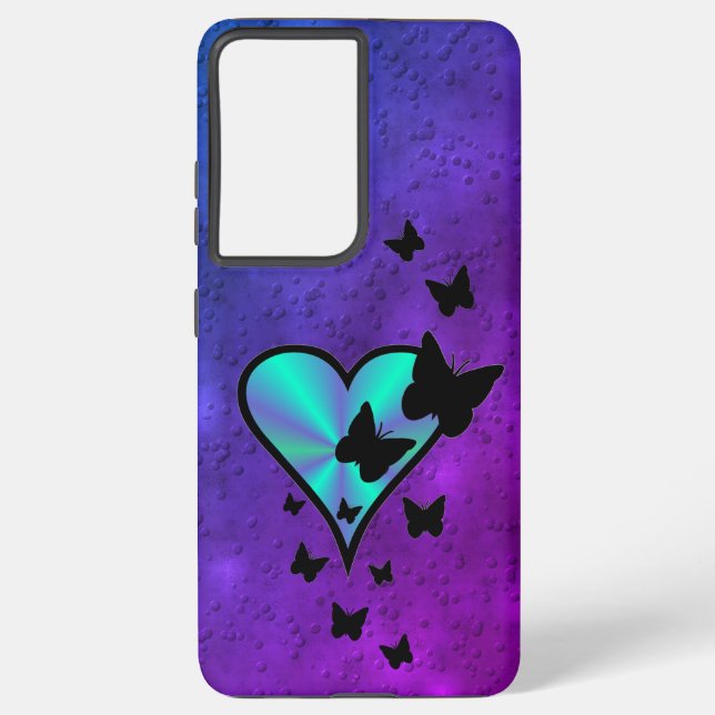 Rainbow Heart and Butterfly Samsung Galaxy Case (Back)