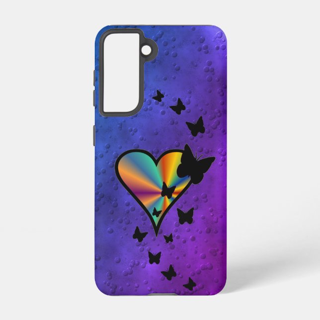Rainbow Heart and Butterfly Samsung Galaxy Case (Back)