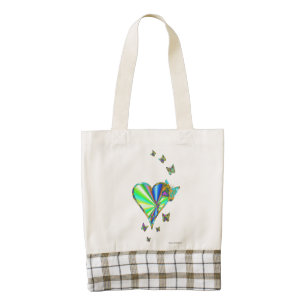 Rainbow Heart and Butterfly Zazzle HEART Tote Bag