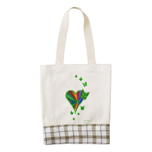 Rainbow Heart and Butterfly Zazzle HEART Tote Bag