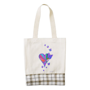 Rainbow Heart and Butterfly Zazzle HEART Tote Bag