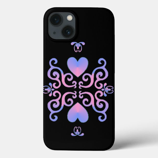 Rainbow Heart and Lily Case-Mate iPhone Case (Back)