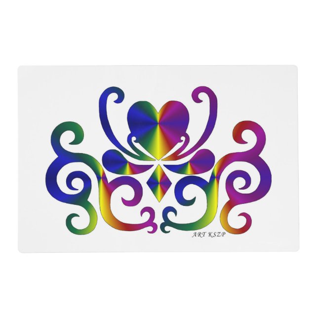 Rainbow Heart and Lily , Pet Mat (Front)