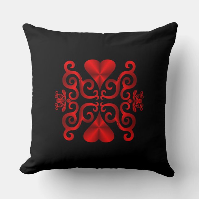 Rainbow Heart and Lily Throw Pillow (Front)