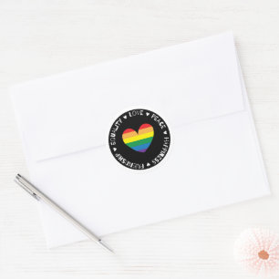 Rainbow Heart Badge Classic Round Sticker