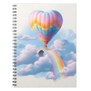 Rainbow Heart Balloon Sky Bridge Notebook