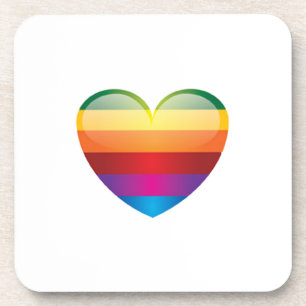 Rainbow Heart Beverage Coaster
