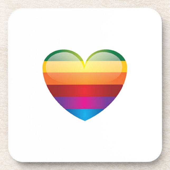 Rainbow Heart Beverage Coaster (Front)