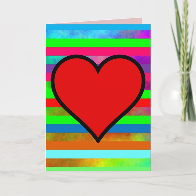 RAINBOW HEART BIRTHDAY LOVE GREETING CARD (Front)