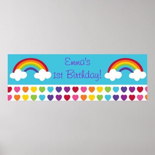 Rainbow Heart Birthday Personalized Banner Sign