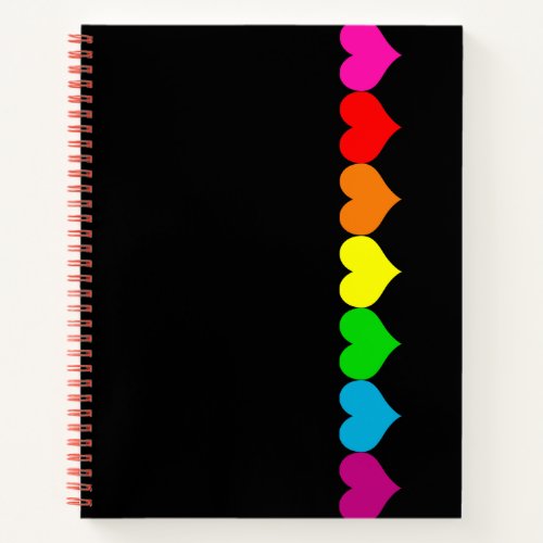 Rainbow Heart Black Spiral Sketchbook Notebook