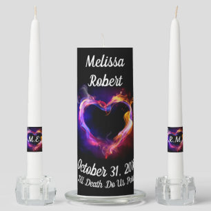 Rainbow Heart Black Unity Candle Set