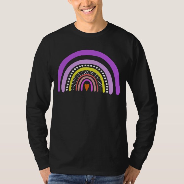 Rainbow Heart Boho Doodle T-Shirt (Front)