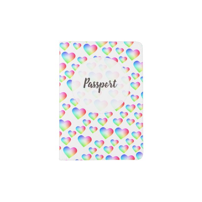 Rainbow Heart Bubbles Passport Holder (Front)
