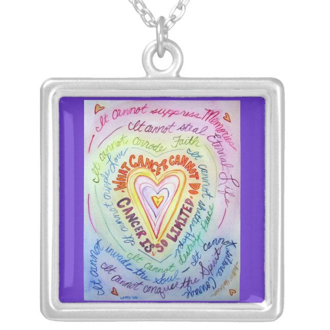 Rainbow Heart Cancer Cannot Do Necklace Jewelry (Front)
