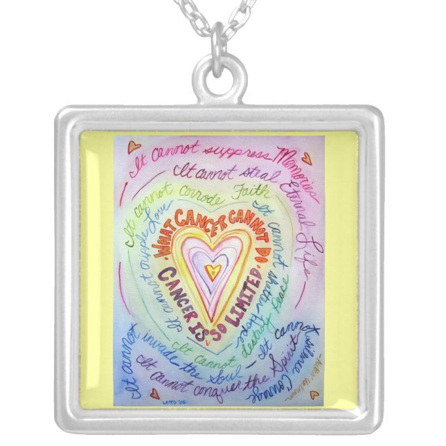 Rainbow Heart Cancer Cannot Do Necklace Jewelry (Front)