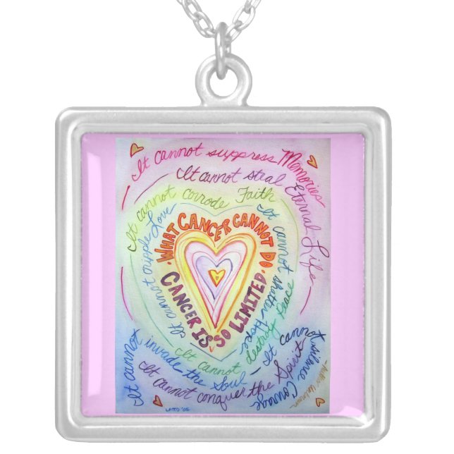 Rainbow Heart Cancer Cannot Do Necklace Jewelry (Front)