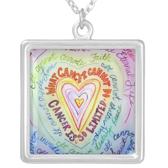 Rainbow Heart Cancer Cannot Do Necklace Jewelry (Front)