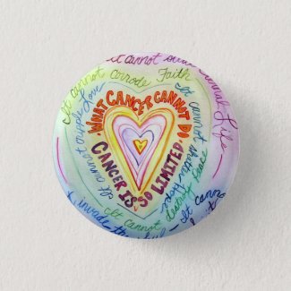 Rainbow Heart Cancer Cannot Do Poem Pin or Buttons