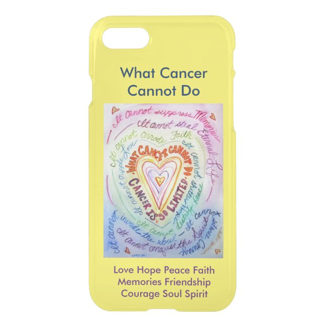 Rainbow Heart Cancer Custom iPhone 7 Yellow Case (Back)