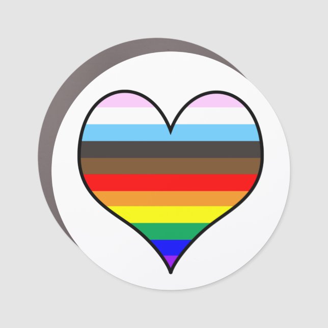 Rainbow Heart Car Magnet (Front)