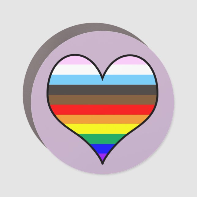 Rainbow Heart Car Magnet (Front)