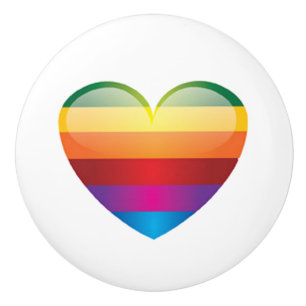 Rainbow Heart Ceramic Knob