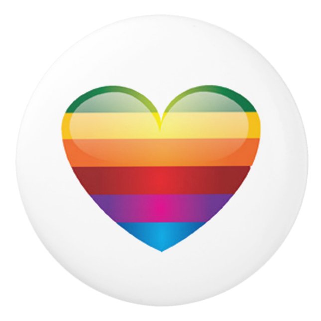 Rainbow Heart Ceramic Knob (Front)