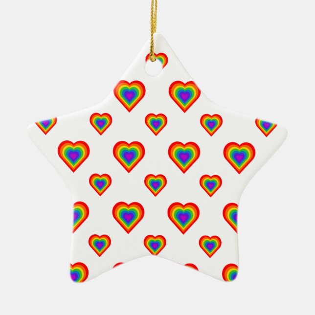 Rainbow Heart Ceramic Ornament (Front)