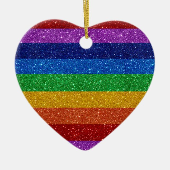 Rainbow Heart Ceramic Ornament (Front)
