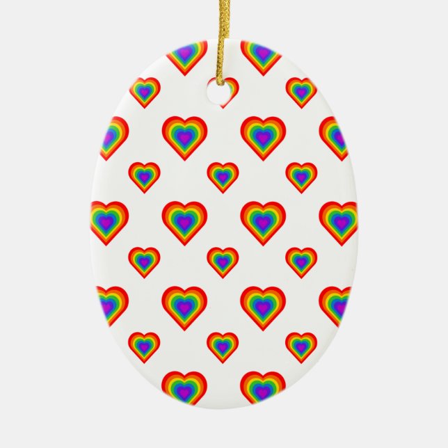 Rainbow Heart Ceramic Ornament (Front)