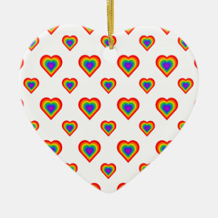 Rainbow Heart Ceramic Ornament