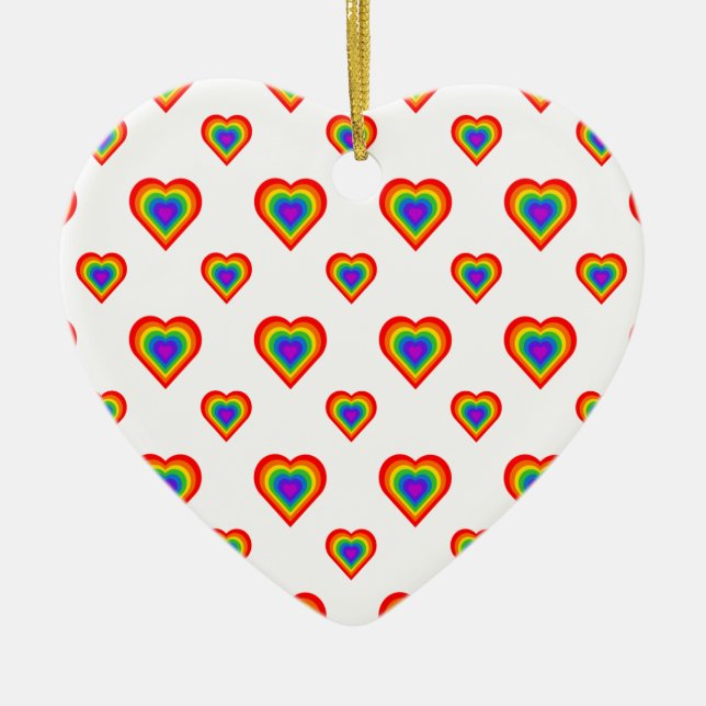 Rainbow Heart Ceramic Ornament (Front)