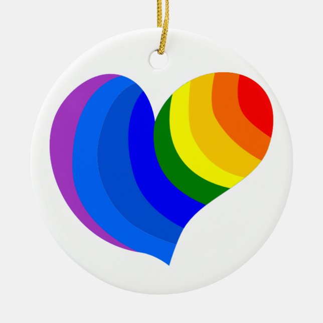 Rainbow Heart Ceramic Ornament (Front)
