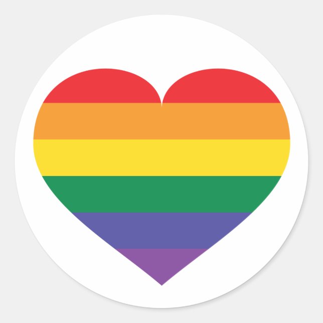 Rainbow Heart Classic Round Sticker (Front)