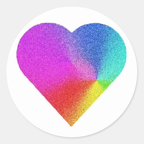 Rainbow Heart Classic Round Sticker