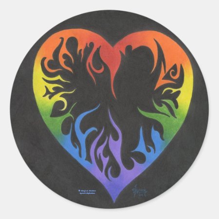 Rainbow Heart Classic Round Sticker