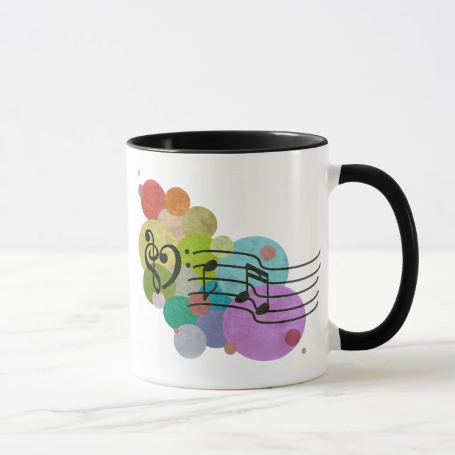 Rainbow Heart Clefs, music notes & polka dots mug (Right)
