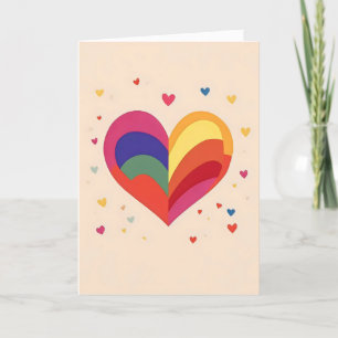 Rainbow Heart Colorful Holiday Card