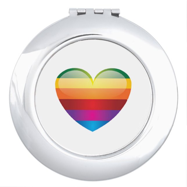 Rainbow Heart Compact Mirror (Front)