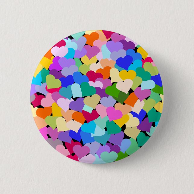 Rainbow Heart Confetti Button (Front)