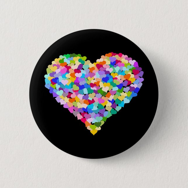 Rainbow Heart Confetti Button (Front)