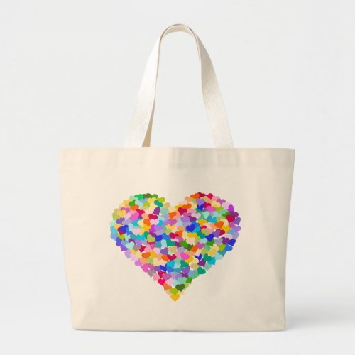 Rainbow Heart Confetti Large Tote Bag