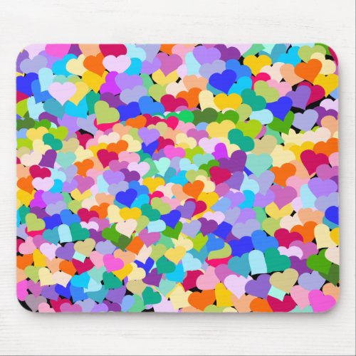 Rainbow Heart Confetti Mouse Pad