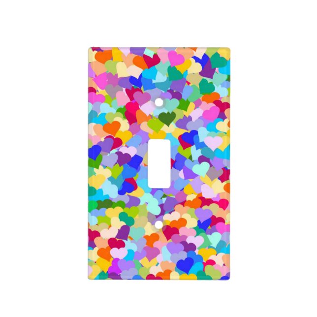 Rainbow Heart Confetti pattern Light Switch Cover (Front)