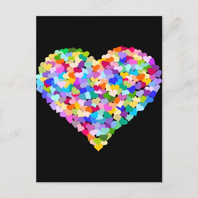 Rainbow Heart Confetti Postcard (Front)
